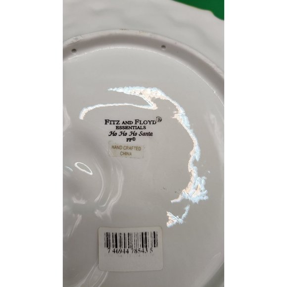 Fitz And Floyd Handcrafted Christmas Ho Ho Ho Santa Plate 9" Diameter EPC - Picture 3 of 4